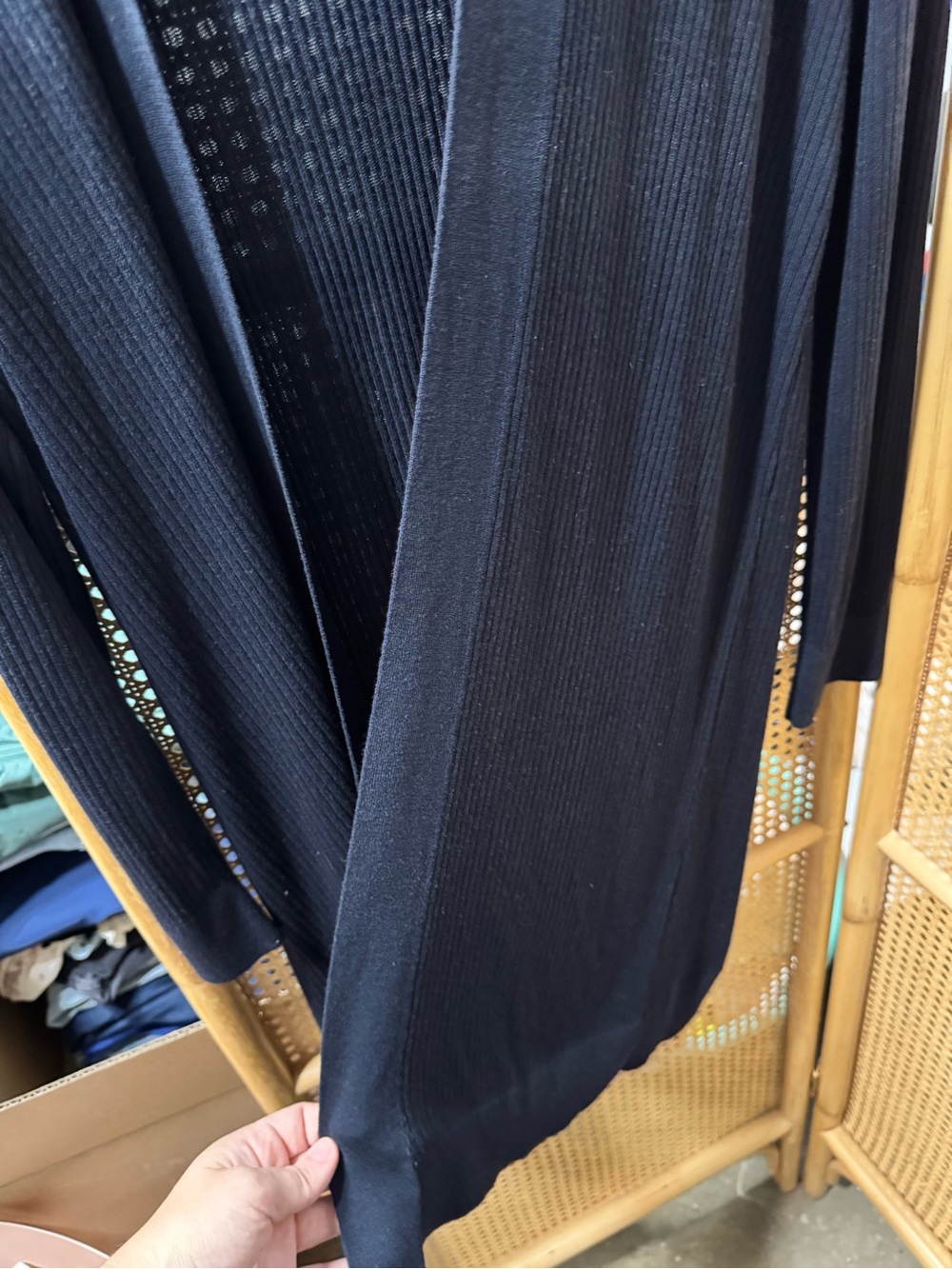 LOFT Open-Front Ribbed Cardigan Sweater - Navy - Picture 4 of 6